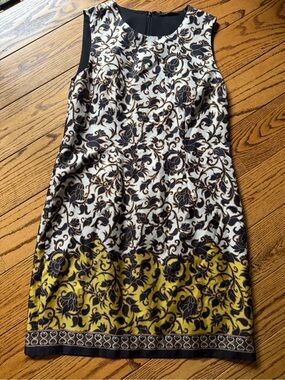 Kobi Halperin Black, White & Yellow Printed Shift Dress